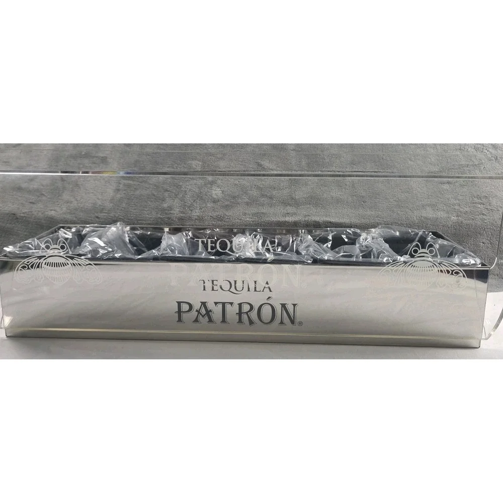 Patro'n Tequila Bar Caddy 6 Compartment Stainless Roll Top Cover New